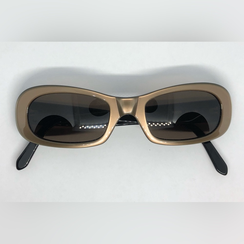 Vtg Replay Y2K Sunglasses R502S Matt Gold Bronze Frames Dark Lens Italy
